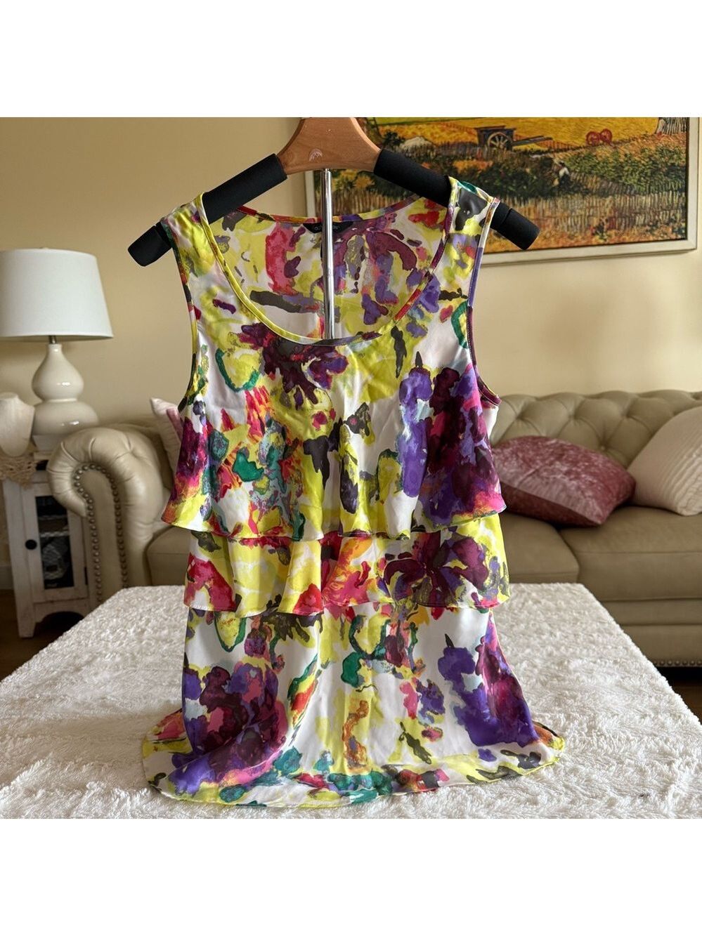Daisy Fuentes Colorful Sleeveless Floral Top - Picture 1 of 6